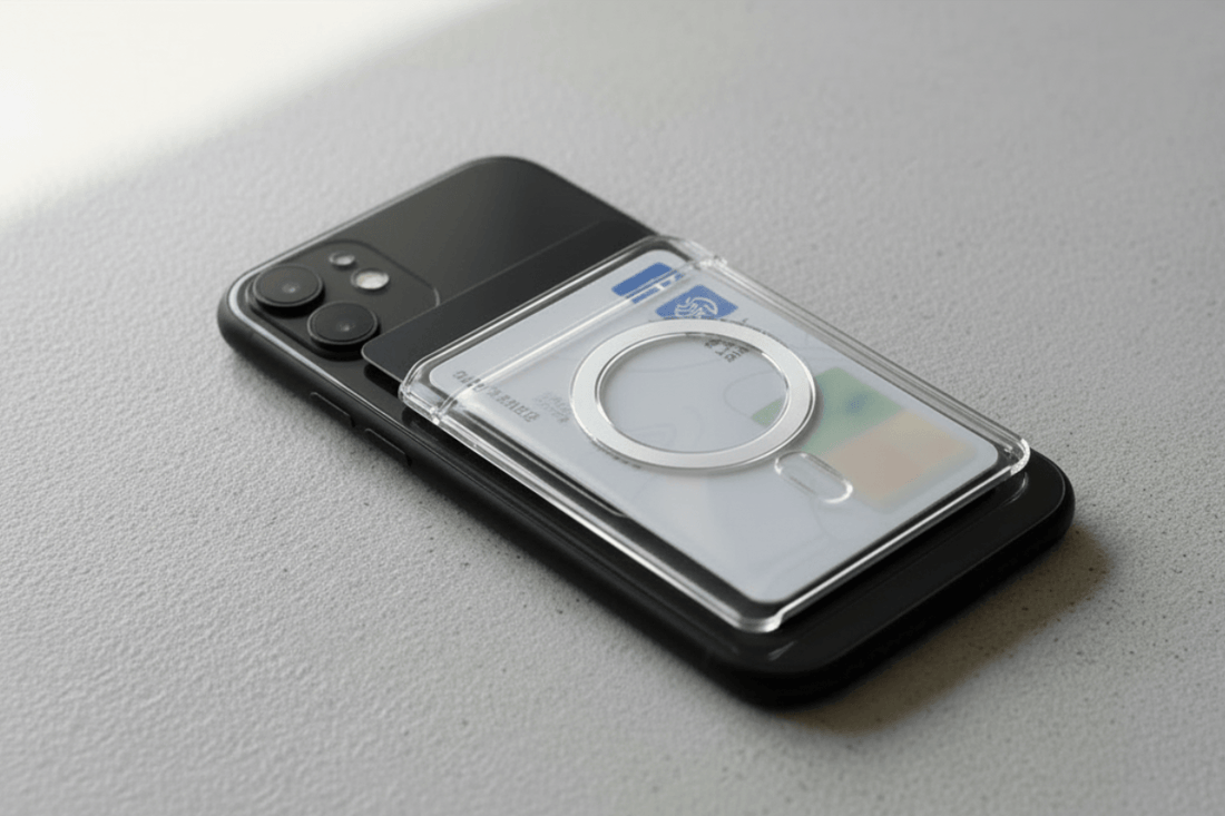 Magnetic card wallet attached to iPhone for minimal everyday carry — UTILCK