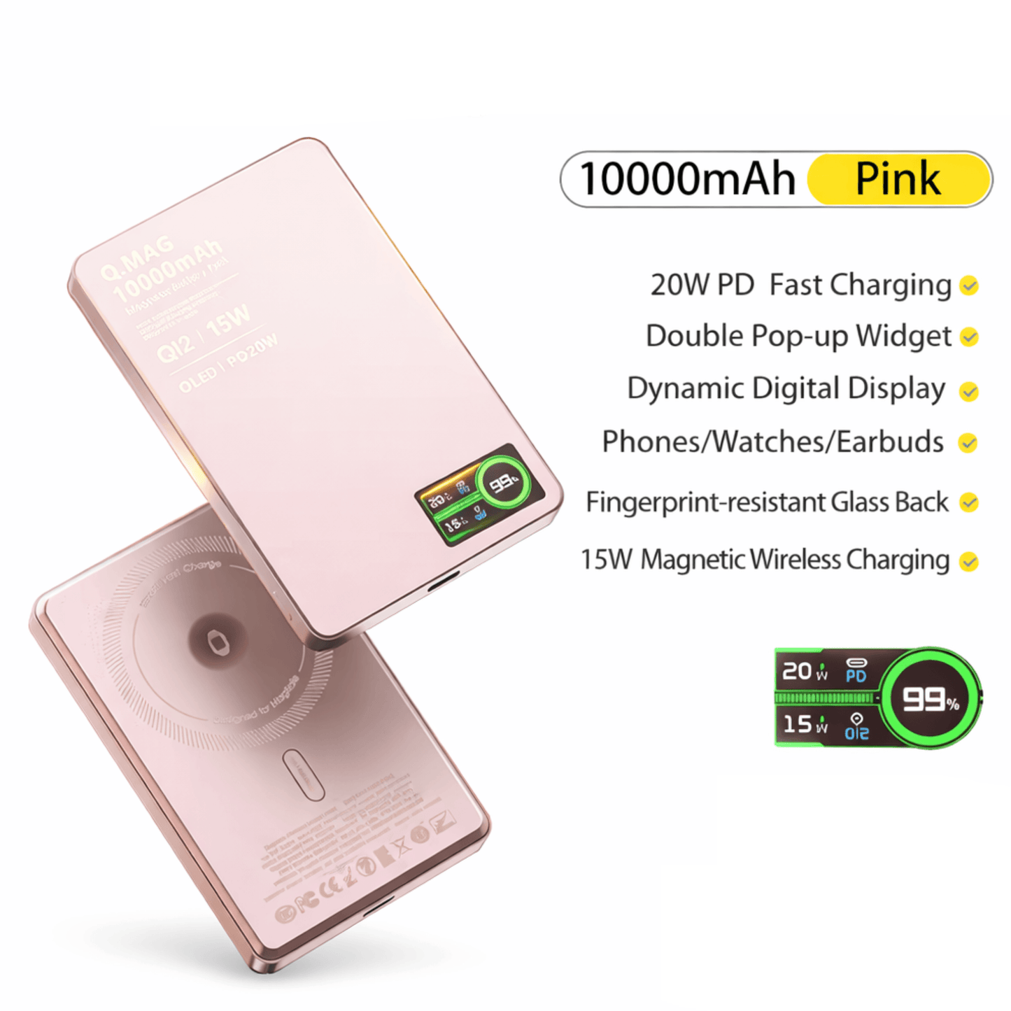 3-in-1 Magnetic Power Bank | 10000mAh OLED Display | UTILCK