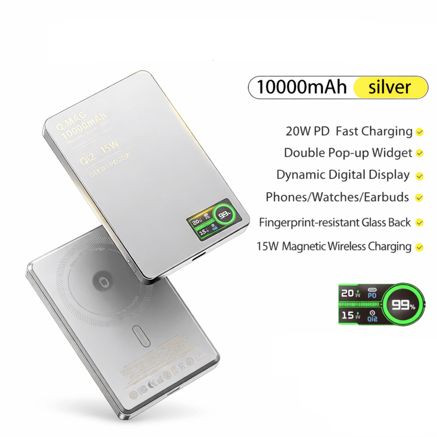 3-in-1 Magnetic Power Bank | 10000mAh OLED Display | UTILCK
