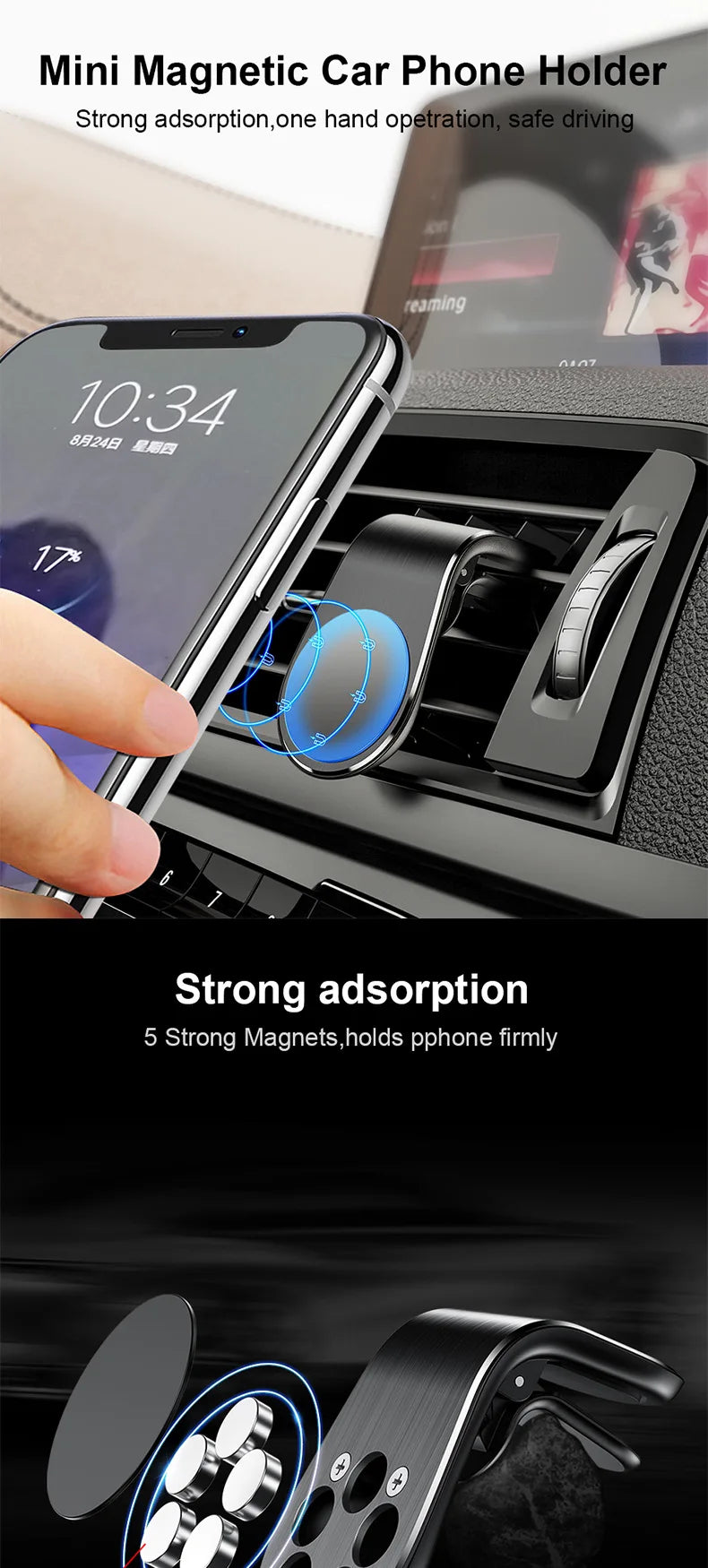 Magnetic Air Vent Car Phone Holder | 360° Rotation | UTILCK
