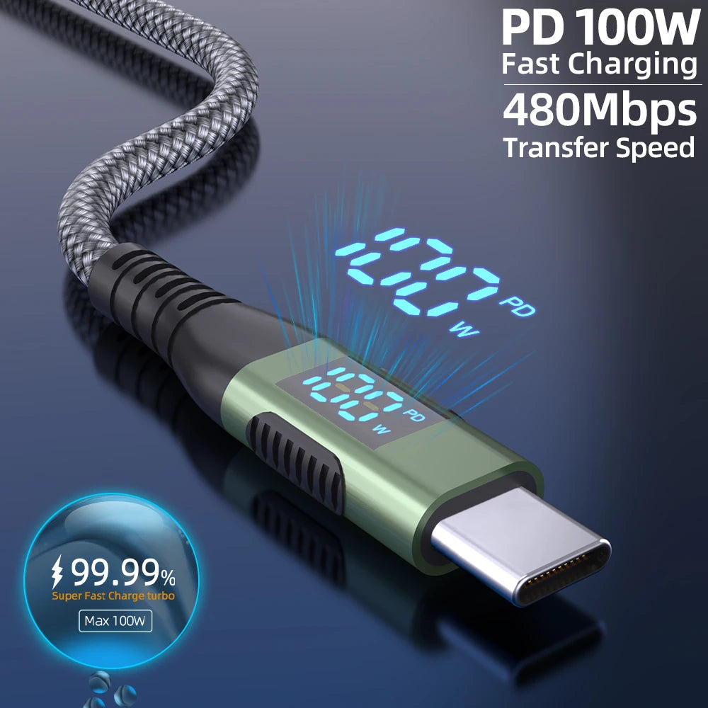 100W USB-C Charging Cable with Watt Display | UTILCK
