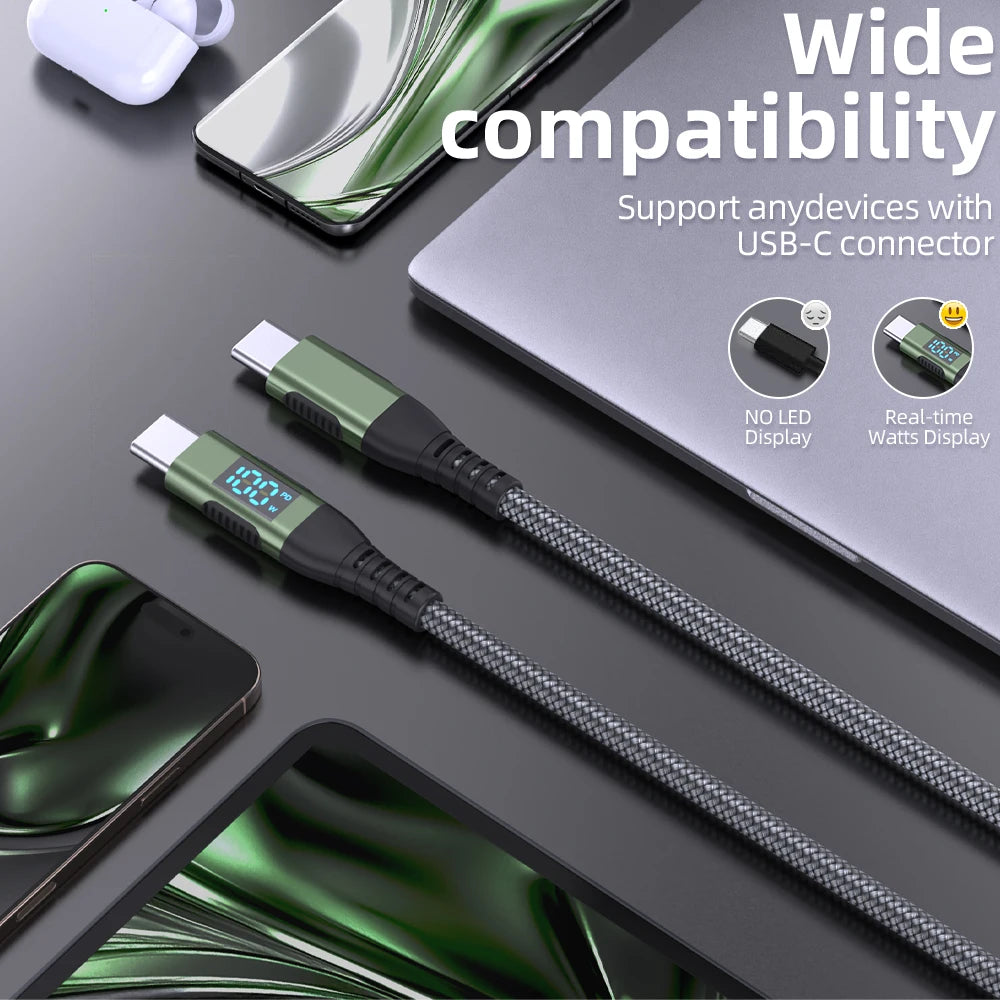 100W USB-C Charging Cable with Watt Display | UTILCK