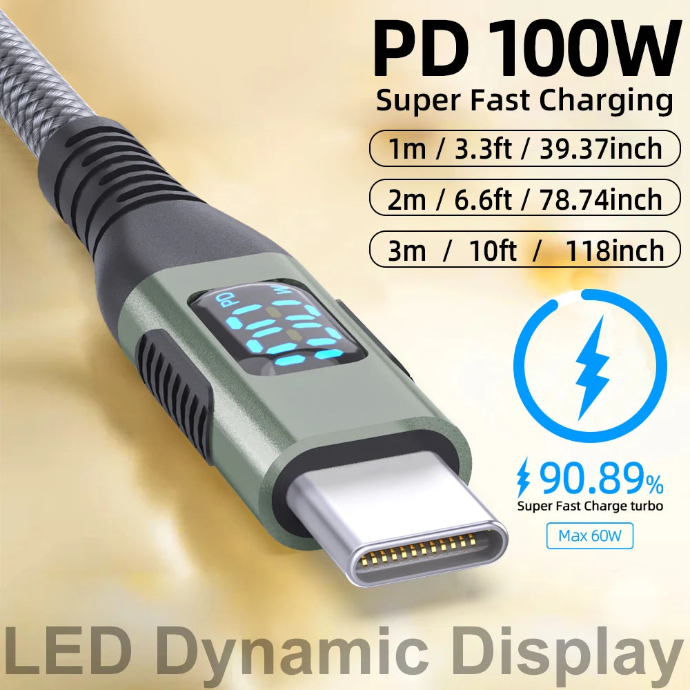 100W USB-C Charging Cable with Watt Display | UTILCK