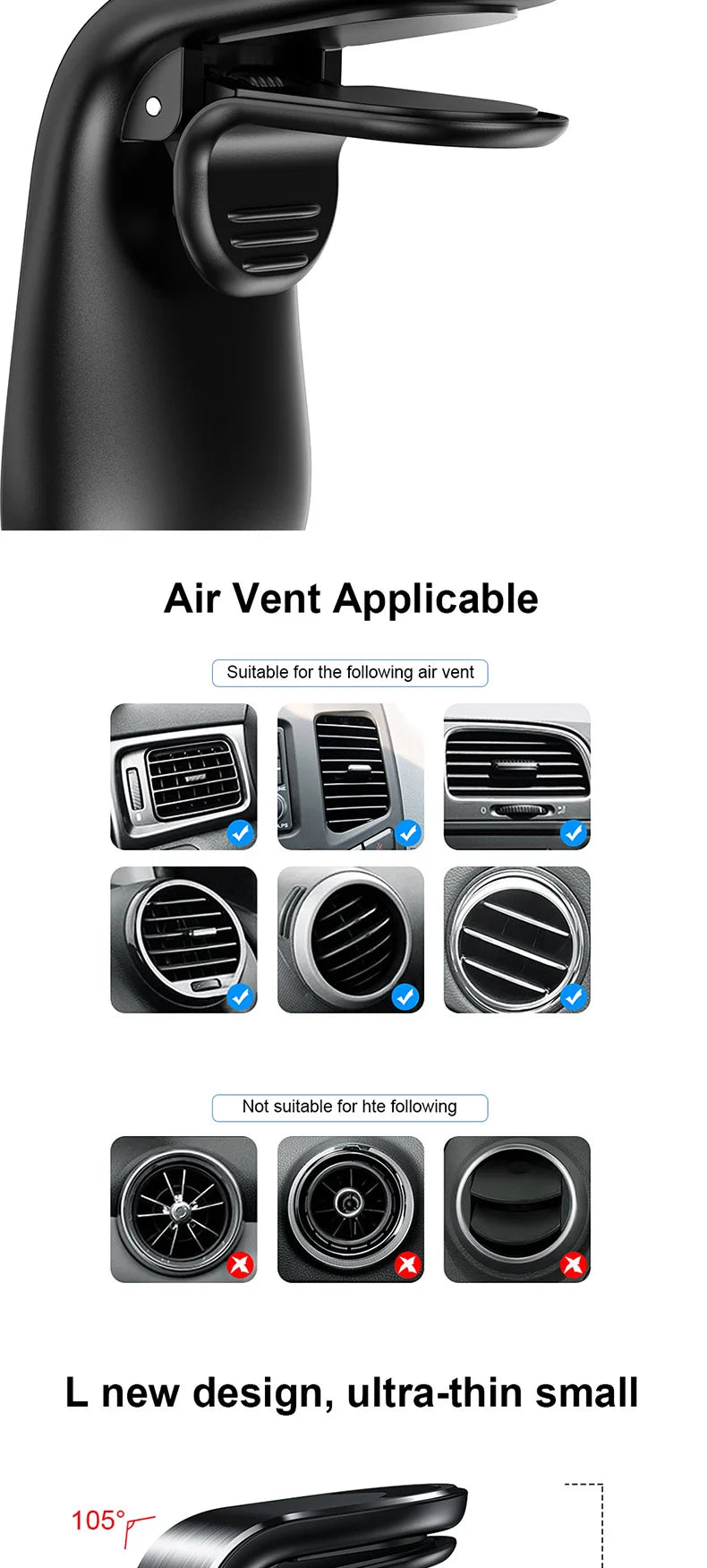 Magnetic Air Vent Car Phone Holder | 360° Rotation | UTILCK